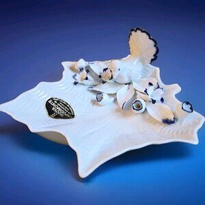 Vintage Nuovo Capodimonte Filli savastano Porcelain Bird Dish, Blue White